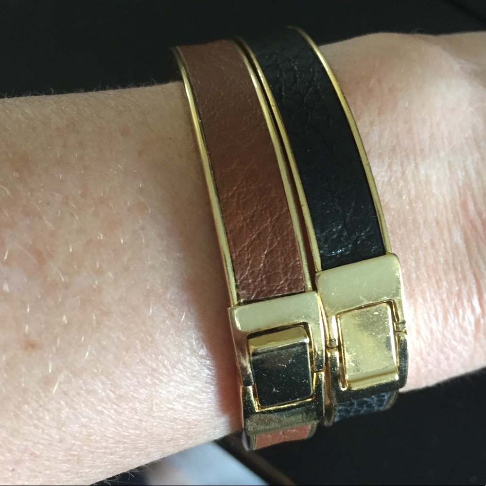 Loft brown and black bangles with gold trim